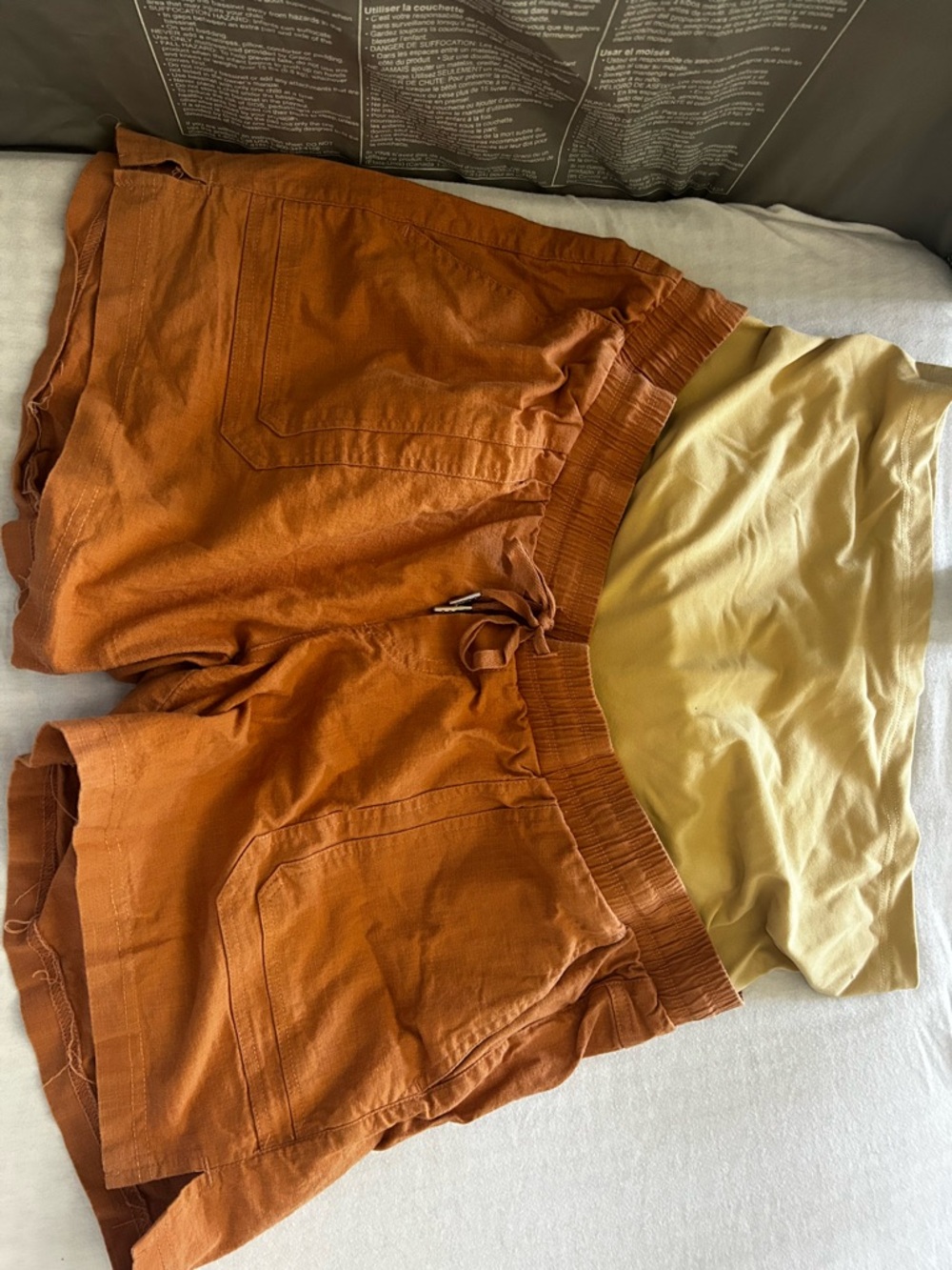Maternity Rust Orange Linen-Blend Drawstring Shorts